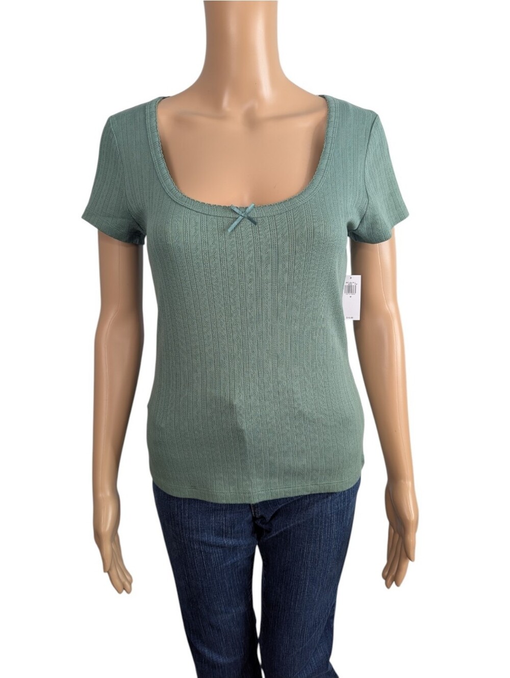 Old Navy Lace-Trim Ribbed Pointelle T-Shirt M